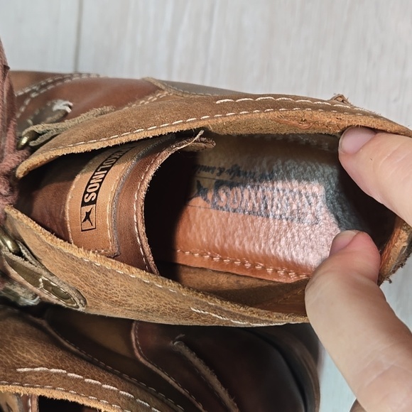 Pikolinos Women Le Mans calfskin Leather stack Heels Boots shoes sz 37/6.5-7 - Picture 8 of 15